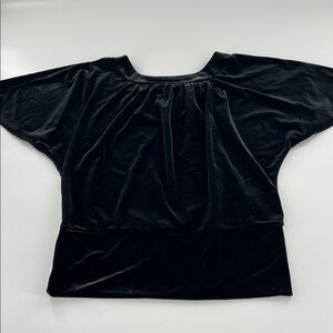 Women’s black‎ liquid velvet blouse draped cape sleeve whimsigoth holiday